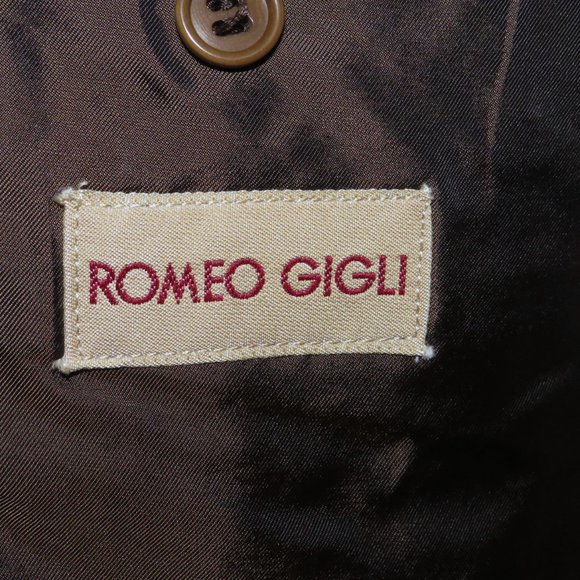 Romeo Gigli Geometric Foulard Brown Velvet Vintage Three Button Blazer 40R - Picture 11 of 11
